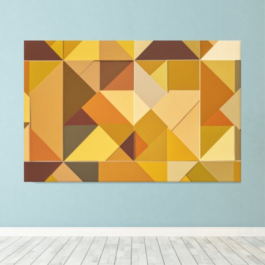 Retazos de Otoño: Abstracción Geométrica en Tonos  Canvas Afdruk (Insitu (Houten vloer))