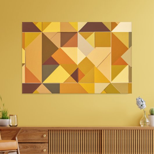 Retazos de Otoño: Abstracción Geométrica en Tonos  Canvas Afdruk (Insitu (Woonkamer))