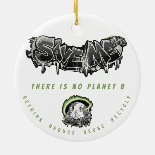 Rethink Reduce Reuse Recycle Save Earth Keramisch Ornament (Achterkant)