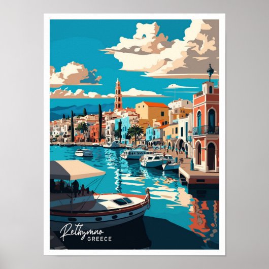 Rethymno Griekenland Reizen  Illustratie Poster (Voorkant)