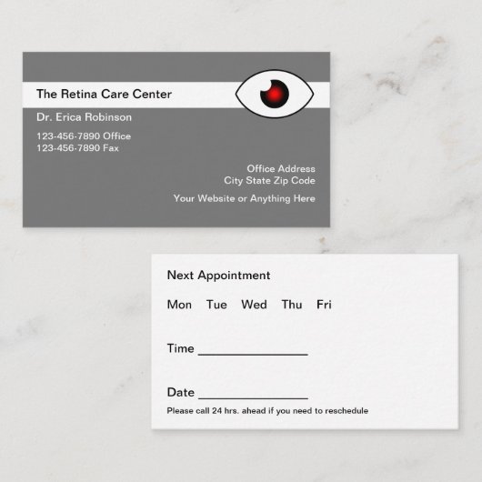 Retina oogzorgspecialistenbenoeming visitekaartje (Voorkant / Achterkant)