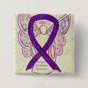 Retinitis Pigmentos Awareness Angel Ribbon Art Pin Vierkante Button 5,1 Cm