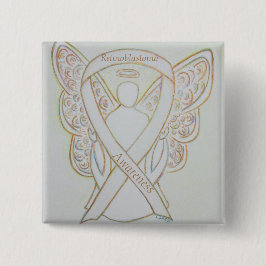 Retinoblastoma White Awareness Ribbon Angel Pin Vierkante Button 5,1 Cm