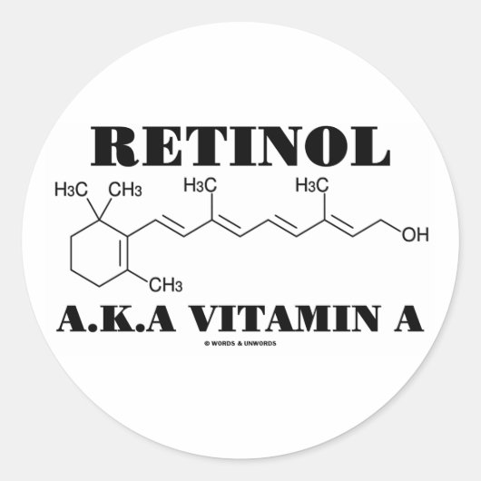 Retinol, ook bekend als vitamine A (Retinolmolecul Ronde Sticker (Voorkant)