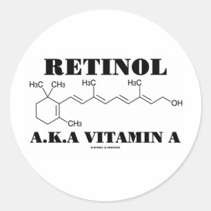 Retinol, ook bekend als vitamine A (Retinolmolecul Ronde Sticker
