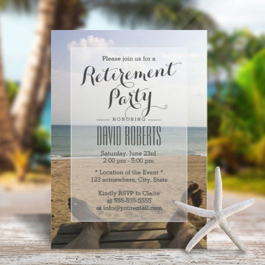 Retire on the Beach Retirement Party Invitations Kaart