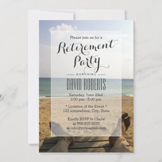 Retire on the Beach Retirement Party Invitations Kaart (Voorkant)
