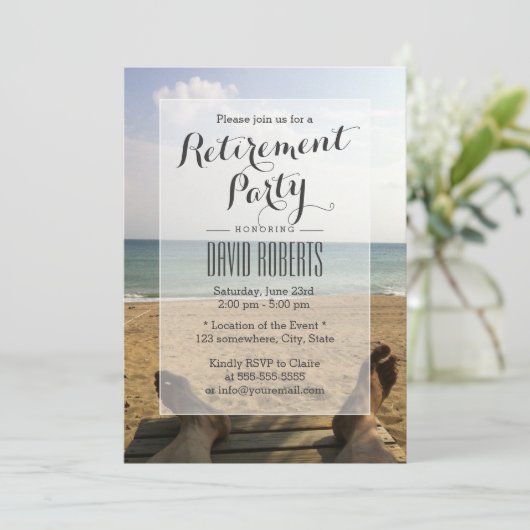 Retire on the Beach Retirement Party Invitations Kaart (Staand voorkant)