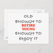 Retire Young - Old Engenoeg to Retire Slogan Briefkaart (Voorkant / Achterkant)