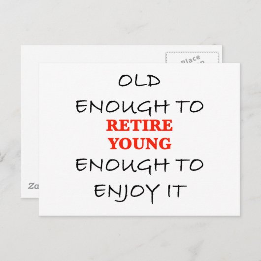 Retire Young - Old Engenoeg to Retire Slogan Briefkaart (Voorkant / Achterkant)