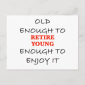 Retire Young - Old Engenoeg to Retire Slogan Briefkaart (Voorkant)