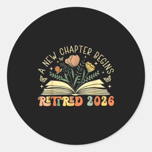 Retired 2026 A New Chapter Begins Retirement Teach Ronde Sticker (Voorkant)
