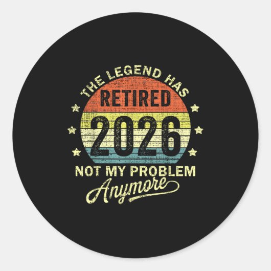 Retired 2026 Retirement 2026  Ronde Sticker (Voorkant)