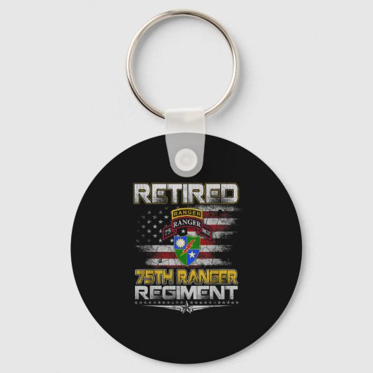 Retired 75th Ranger Regiment Veteran Patriotic Dad Sleutelhanger (Voorkant)