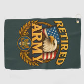 Retired ARMY Design with flag & eagle Golfhanddoek (Horizontaal)