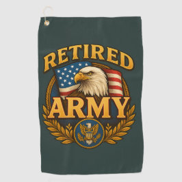Retired ARMY Design with flag & eagle Golfhanddoek