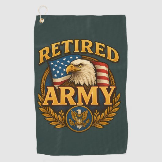 Retired ARMY Design with flag & eagle Golfhanddoek (Voorkant)