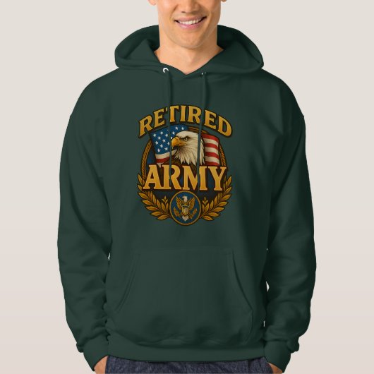 Retired ARMY Design with flag & eagle Hoodie (Voorkant)
