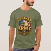 Retired ARMY Design with flag & eagle T-shirt (Voorkant)