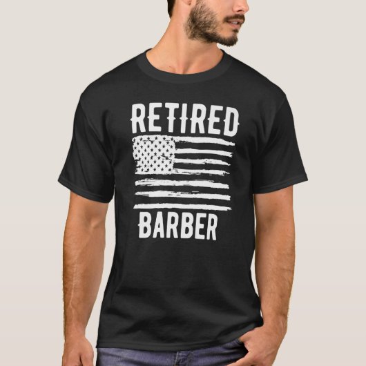 Retired Barber Profession American Flag Premium T-shirt (Voorkant)