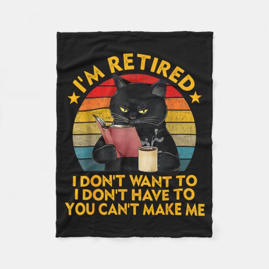 Retired Black Cat Coffee Funny Retirement 2026 Wom Fleece Deken (Voorkant)