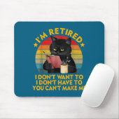Retired Black Cat Coffee Funny Retirement 2026 Wom Muismat (Met muis)