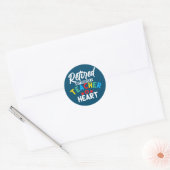 Retired But Forever A Teacher At Heart Retired Ronde Sticker (Envelop)