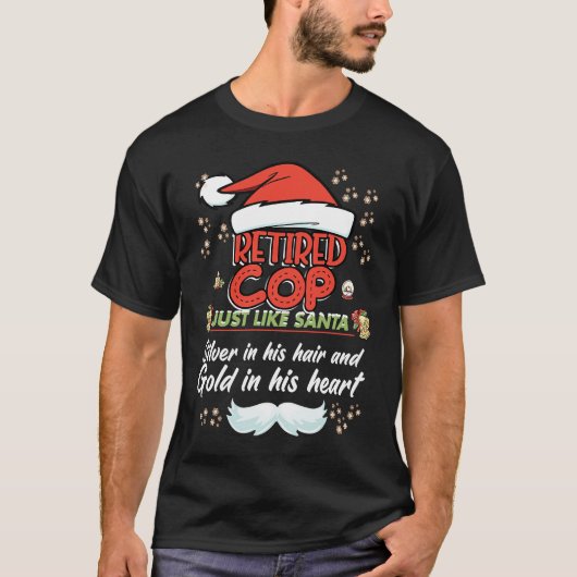 Retired Cop Christmas  for Cop Grandpa T-shirt (Voorkant)