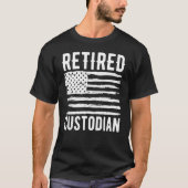 Retired Custodian Profession American Flag T-shirt (Voorkant)