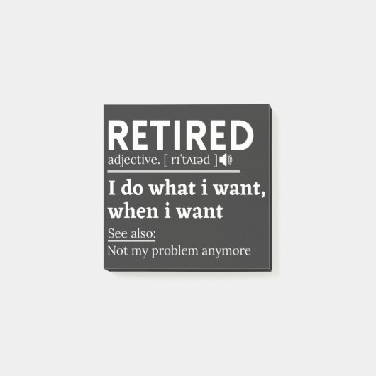 retired definition, funny retired, retired post-it® notes (Voorkant)
