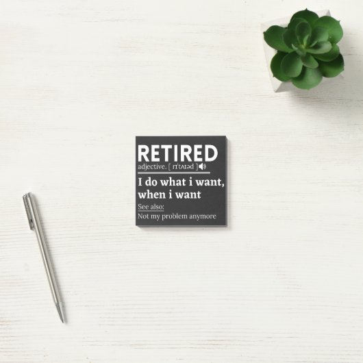 retired definition, funny retired, retired post-it® notes (Kantoor)