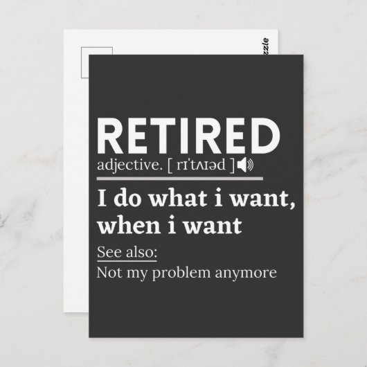 retired definition, funny retirement, retired briefkaart (Voorkant / Achterkant)