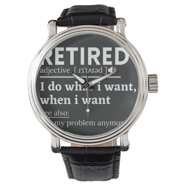 retired definition, funny retirement, retired horloge (Voorkant)