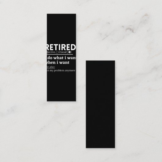 retired definition, funny retirement, retired klantenkaartje (Voorkant / Achterkant)