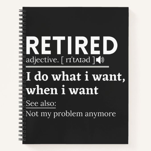 retired definition, funny retirement, retired notitieboek (Voorkant)