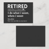 retired definition, funny retirement, retired visitekaartje (Voorkant / Achterkant)