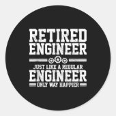 Retired Engineer Engineering Funny Saying Retireme Ronde Sticker (Voorkant)