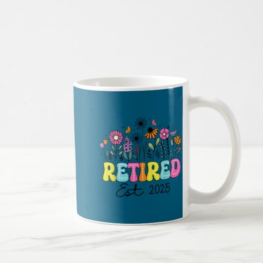 Retired Est 2025 Boho Floral Retirement Retire Tea Koffiemok (Rechts)