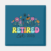 Retired Est 2025 Boho Floral Retirement Retire Tea Magneet (Voorkant)