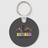 Retired Est 2025 Boho Floral Retirement Retire Tea Sleutelhanger (Voorkant)