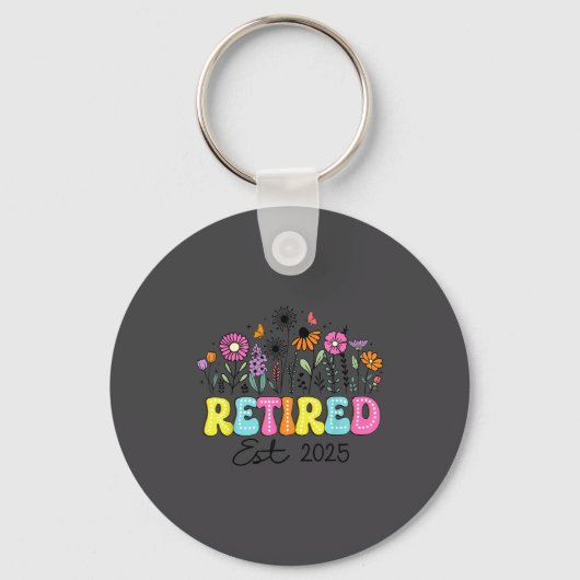 Retired Est 2025 Boho Floral Retirement Retire Tea Sleutelhanger (Voorkant)