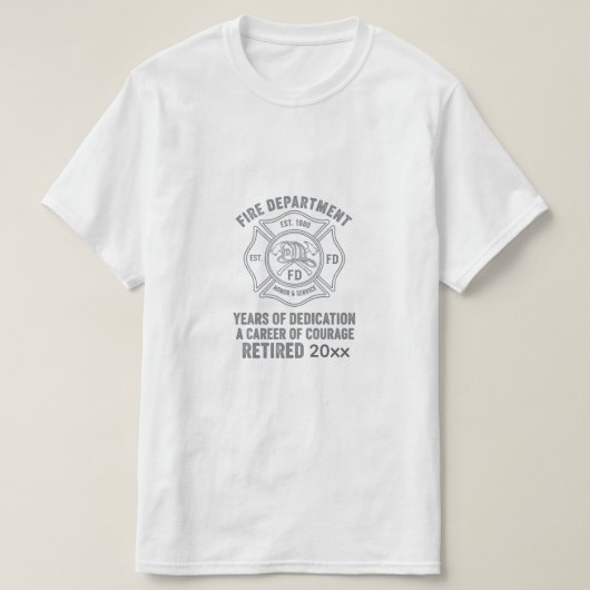 Retired Firefighter T-Shirt with Custom Years (Design voorkant)