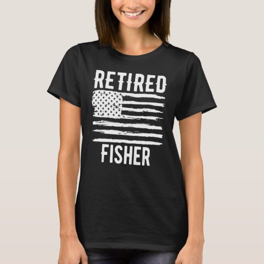 Retired Fisher Profession American Flag T-shirt (Voorkant)