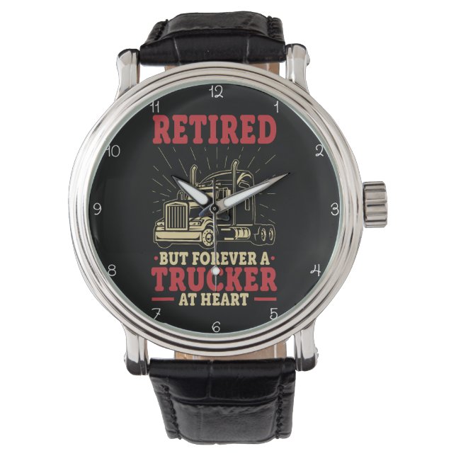 Retired, Forever A Trucker At Heart Horloge (Voorkant)