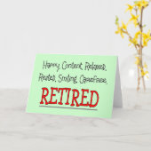 "RETIRED — Happy, Carefree, Relax"...grappig Kaart (Gele Bloem)