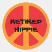 Retired Hippie Ronde Sticker (Voorkant)