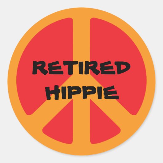 Retired Hippie Ronde Sticker (Voorkant)