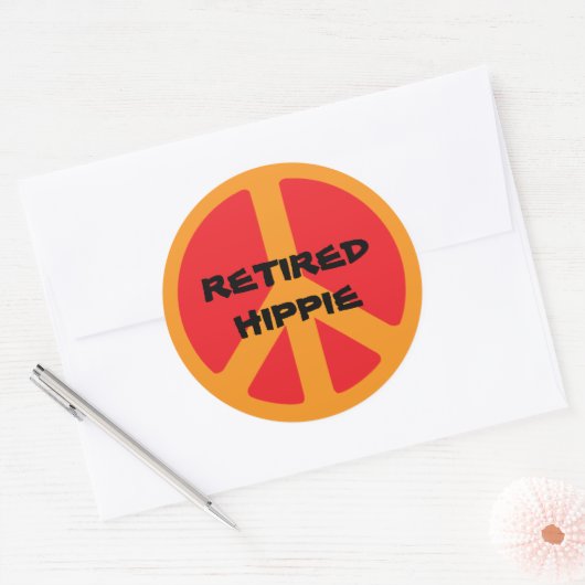 Retired Hippie Ronde Sticker (Envelop)