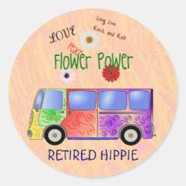 RETIRED HIPPIE-sticker Ronde Sticker