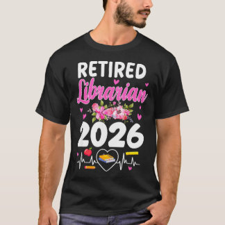 Retired librarian est 2026 school librarian t-shirt